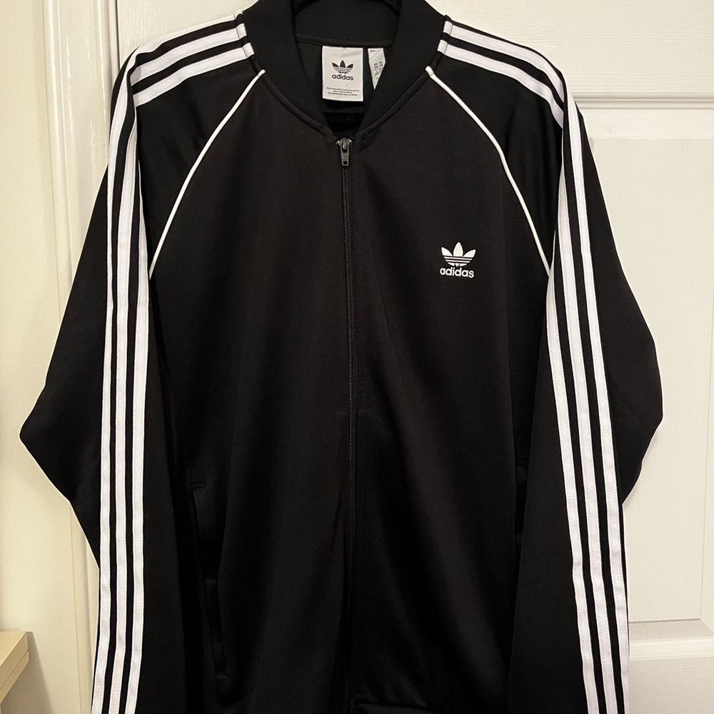 Adidas Men's Black and White Bomber Jacket